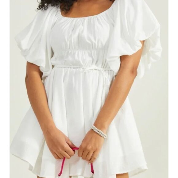Altar’d State White Puff Sleeve Mini Dress - Picture 1 of 4